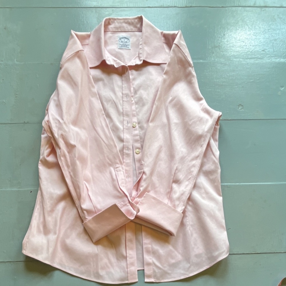 Brooks Brothers Pink 3/4 Sleeve Button Down Shirt Women's 4 Preppy Classic